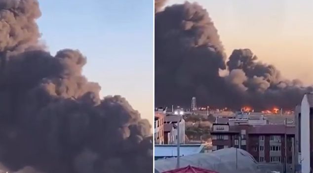 Fire in the west of Tehran, city shrouded in smoke after the attack.