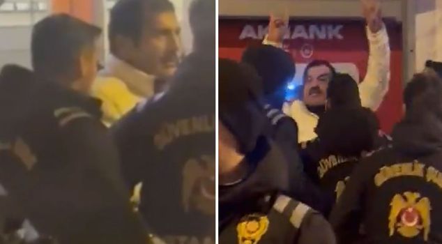 Известный актер Уфук Байрактар на марше 8 марта! Полиция немедленно вмешалась.