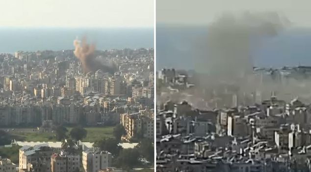 إسرائيل ضربت بيروت مرة أخرى، والدخان يتصاعد من المدينة.