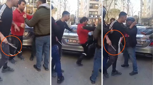 في كاديكوي، رعب في حركة المرور، هاجموا سائق الشاحنة بعصا حديدية.