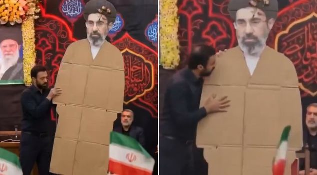 Are the claims true? A model of Mujtaba Khamenei was brought to the ceremony.
