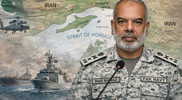 نفذت البحرية الباكستانية سابقة في مضيق هرمز الذي تم إغلاقه أمام حركة السفن.