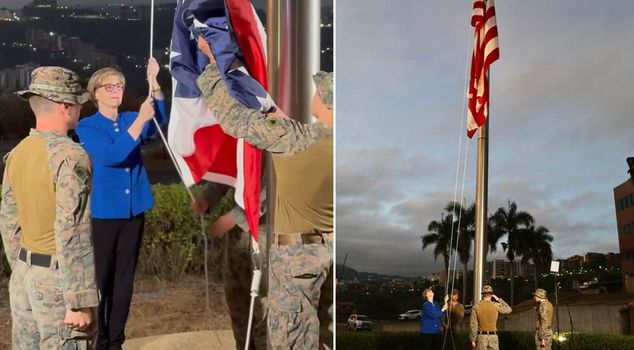 A first in 7 years! The US flag has been raised again.