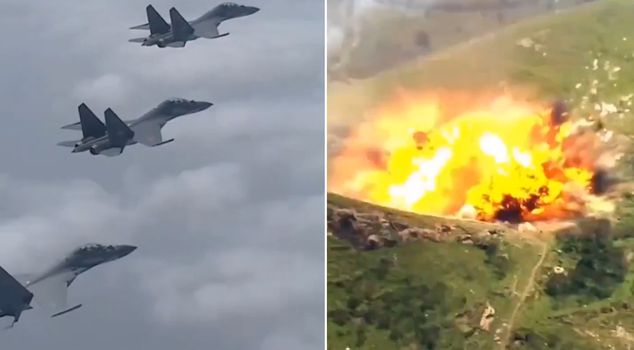 Показ силы из Китая! Истребители J-16 уничтожили цели.