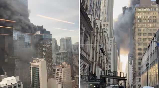 A fire broke out in a building in the Manhattan area of the United States.