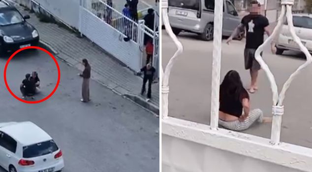 Он избил свою жену на улице, дети из школы смотрели.