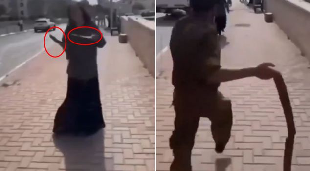 A woman dancing with knives was neutralized while sirens were sounding in Israel.