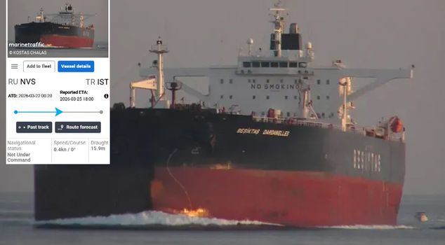 A Turkish tanker loaded with 140,000 tons of oil was hit by a drone.
