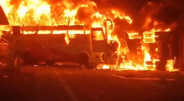 The bus that collided with the truck caught fire, and 13 people tragically lost their lives.