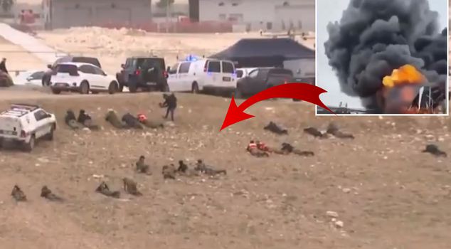The Iranian facility was hit, and when the sirens sounded, the Israeli soldiers panicked and lay down on the ground.