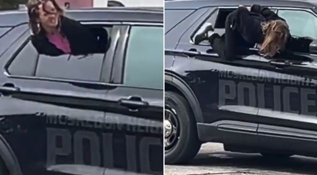 He escaped from the police car with his hands handcuffed.