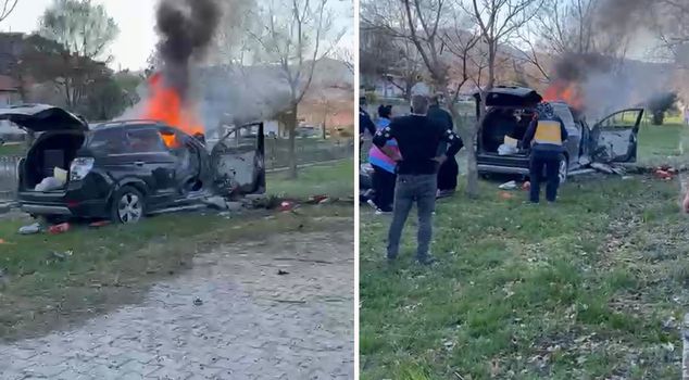 A vehicle that crashed into a tree in Tokat caught fire: 1 dead, 2 injured.