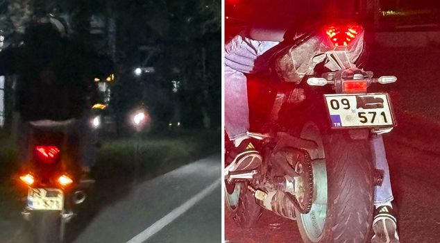 A candidate driver who concealed the license plate of a motorcycle in Manisa was fined 420,500 lira.