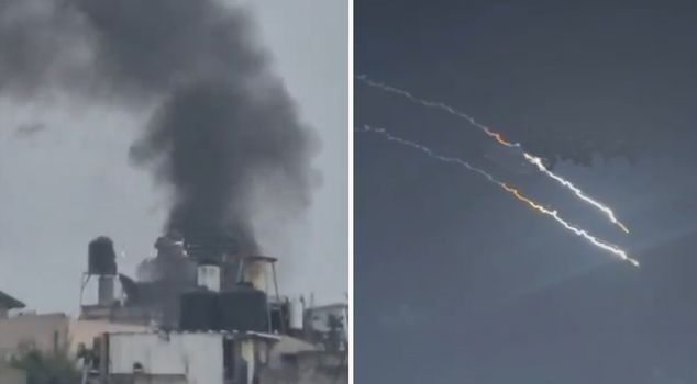 Simultaneous missile attack on Israel from Iran and Hezbollah.