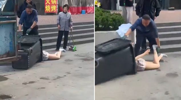 The cleaning staff found it in the trash, their astonishment was captured on camera moment by moment.