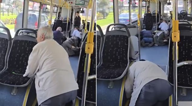 The IETT bus was caught in the middle of a terrorist conflict! Passengers panicked and lay down on the ground.
