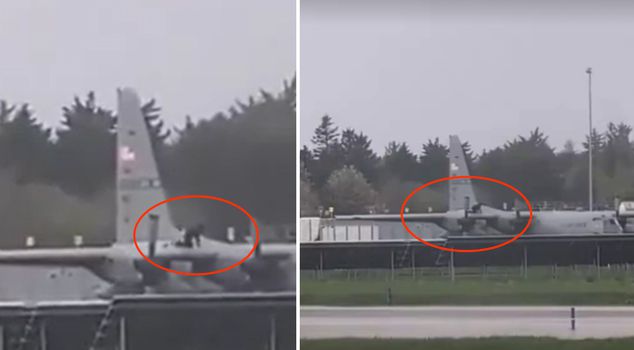 Attack with an axe on a US military plane in Ireland
