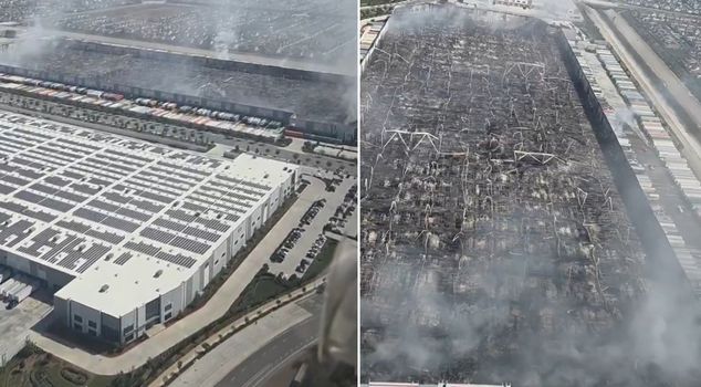 A worker who had a salary dispute with his boss turned a 1.2 million square meter warehouse into ashes.