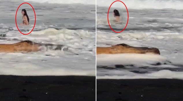 The influencer filming the video was swept away by the current and disappeared from sight.