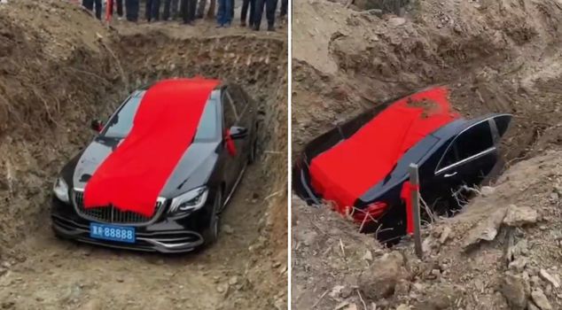 В Китае закопали роскошный автомобиль стоимостью 20 миллионов турецких лир.