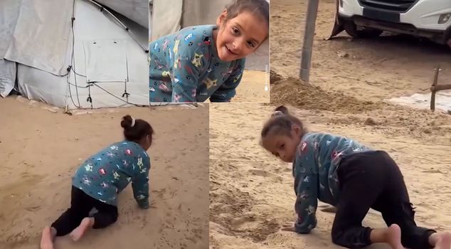 Humanitarian drama in Gaza! A disabled child is trying to live under attacks.