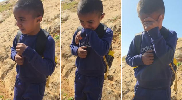 Israel closed school roads, leaving a small child in tears.
