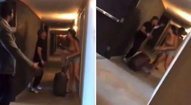 He went to surprise his girlfriend, and another man opened the door!
