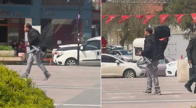 Terrifying moments in Diyarbakır! Gunfire with a long-barreled weapon.