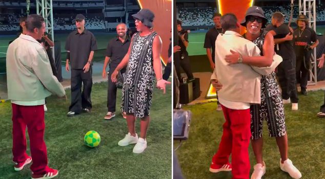 46-year-old Ronaldinho showcased his skills with the ball against the Brazilian phenomenon.