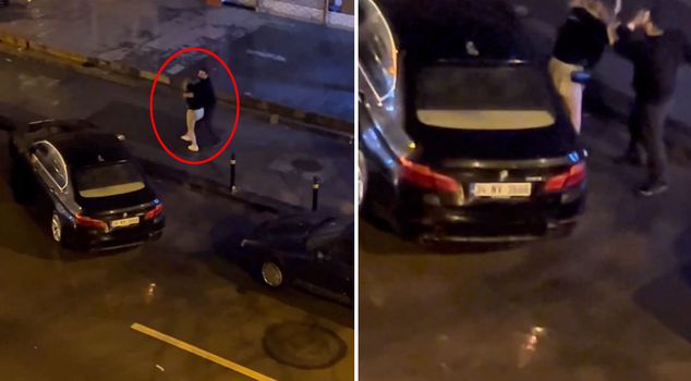 حاول إجبار المرأة التي ضربها على ركوب السيارة! لحظات مروعة في الكاميرا