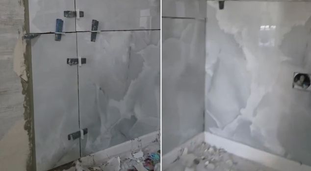 They didn't like the tile worker's craftsmanship, so they detained him and called the police.