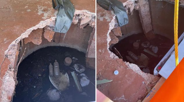 The toilet collapsed, and the tourist fell into a 2-meter-deep waste pit.