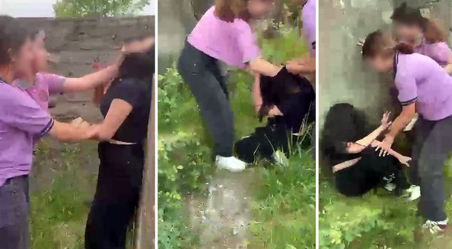 Peer bullying doesn't discriminate by gender! Horrifying scene in an abandoned building