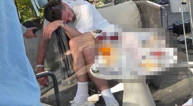 You have never seen the star footballer like this before! He drank and drank until he passed out.