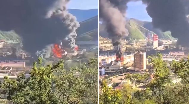 Ukraine struck an oil refinery in Russia! Flames engulfed the sky.