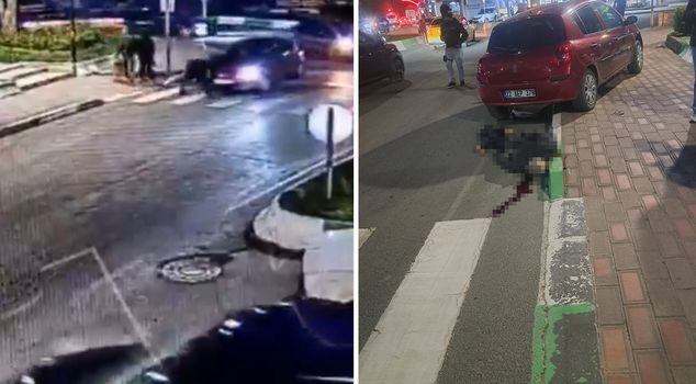 The moment the car hit the pedestrian on security camera: 1 dead