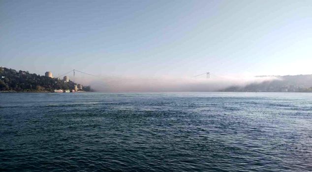 Dense fog affected the Bosphorus in Istanbul, the bridge almost disappeared.