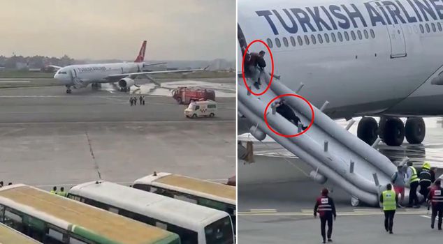 Паника на самолете Turkish Airlines! Пассажиров эвакуировали через аварийные выходы.