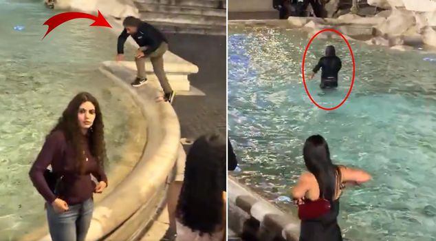 Tourist who jumped into historical fountain fined 27,000 lira