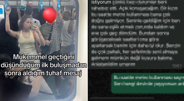 A woman was shocked by a message from her boyfriend after the first date.