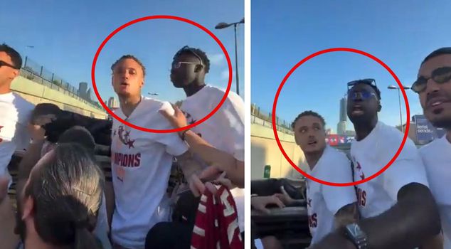 Galatasaray footballers traveling on an open-top bus narrowly escaped disaster