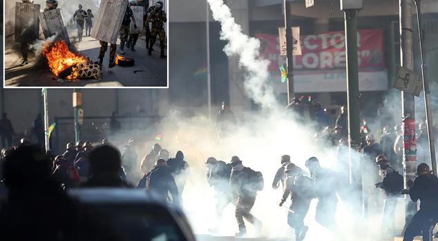 57 people were detained in anti-government protests in Bolivia.