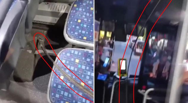 The rebar pierced the bus and lodged in the passenger's foot.