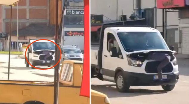 مشهد مرعب في إنيغول: صعد على محرك الشاحنة الصغيرة أثناء السير للعثور على العطل