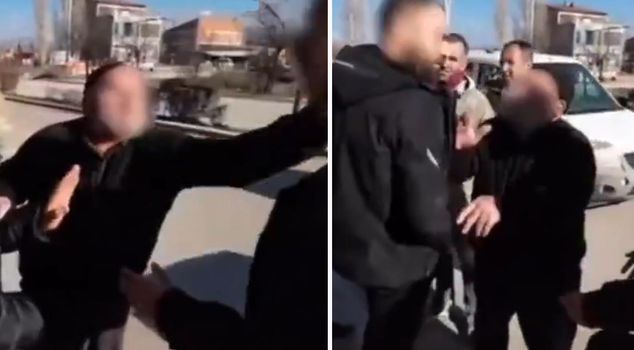 The old man slapped the young people who had an accident.