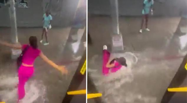 He got off the bus and within seconds was swept away by the current, disappearing from sight.