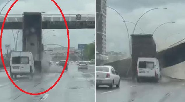 Terrifying moments in Ankara! Truck collapses overpass onto vehicles