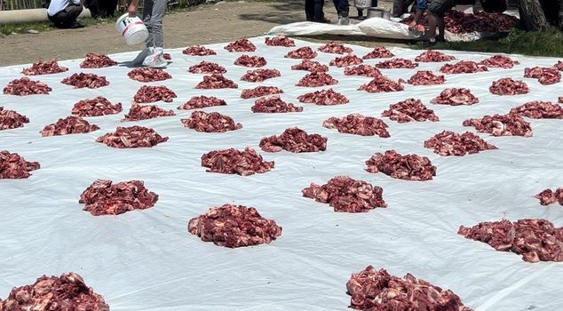 A 100-year-old tradition in Yüksekova: 140 sacrifices were made, and the meat was distributed equally to the entire village.
