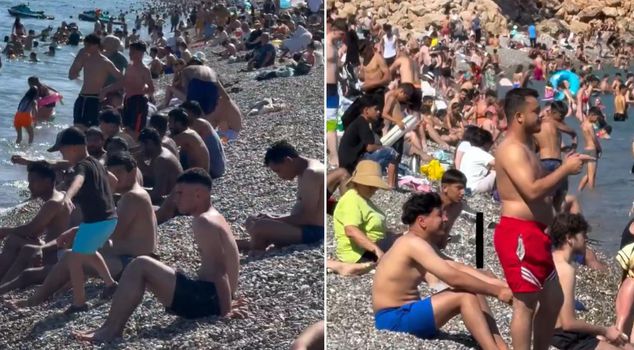 The image was recorded today! They flocked to the beach taking advantage of the hot weather.
