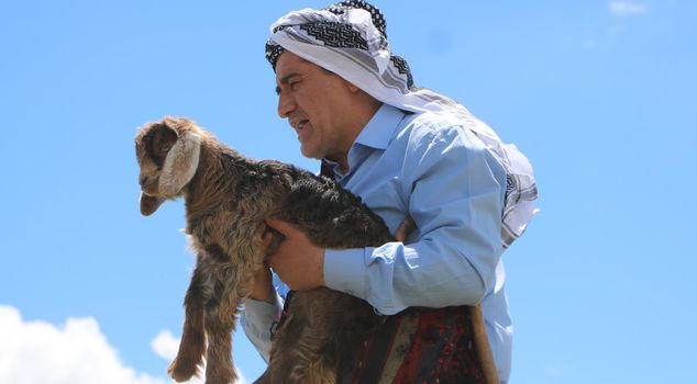 Folk singer Aydın Aydın heard the mother goat's cry and saved her baby from death.